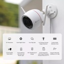 Cámara De Seguridad exterior EZVIZ H3c H3C audio doble via luz sirena vision nocturna 2k 4mp Premium