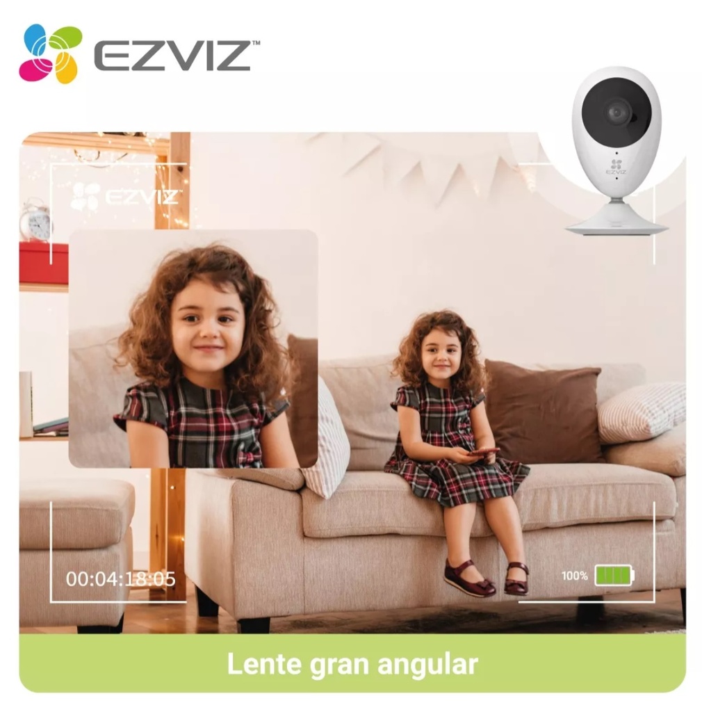Cámara De Seguridad EZVIZ 1080p Wifi Interior H265 108° escaneo progresivo Full HD Premium