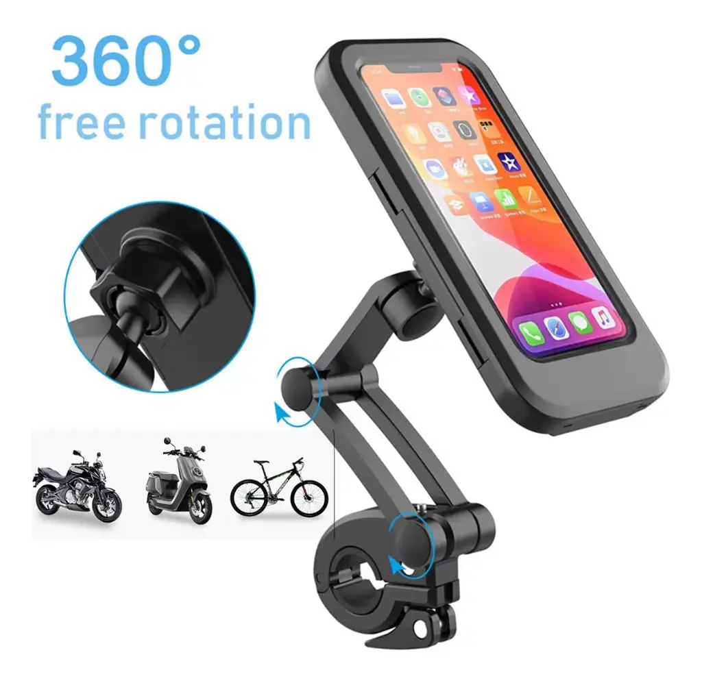 Soporte con funda para celular anti Caida Moto Bicicleta