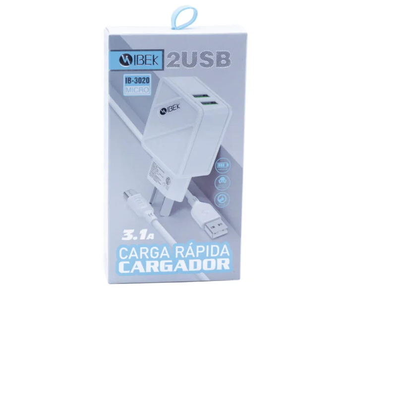 CARGADOR  3.1A CON  CABLE  V8 CALIDA    PREMIUM