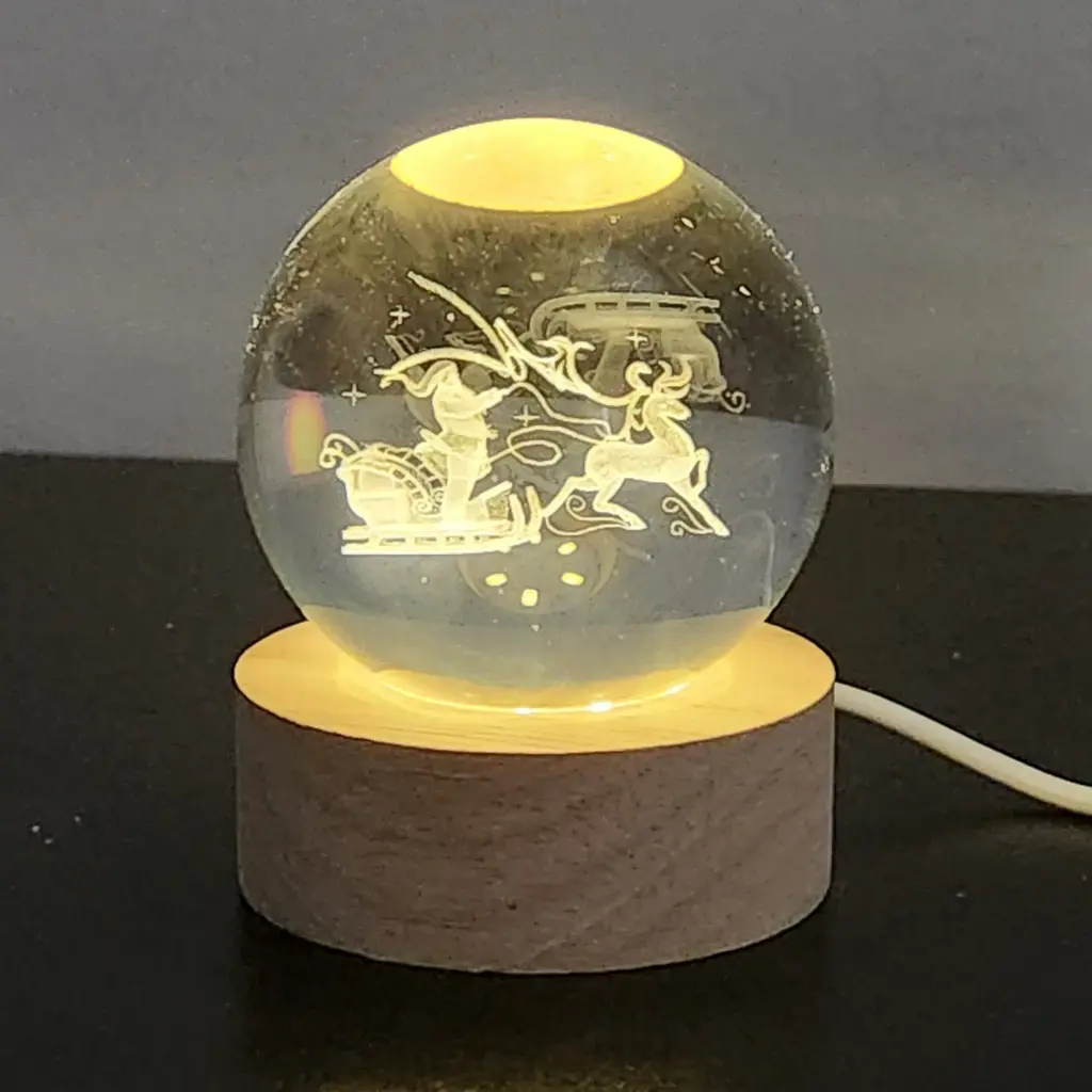 LÁMPARA ESFERA DE CRISTAL NAVIDEÑA LED 6CM
