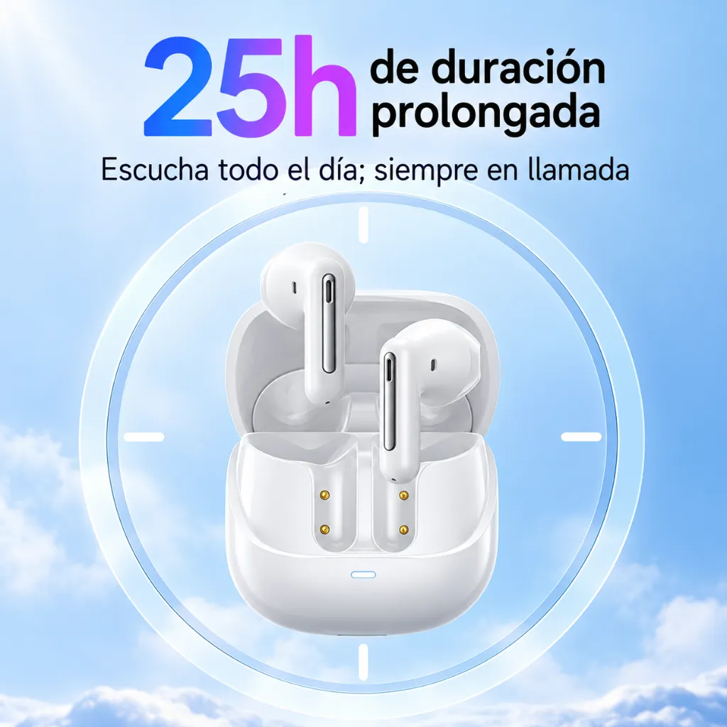 Audífonos inalámbricos con 25 horas de autonomía.webp