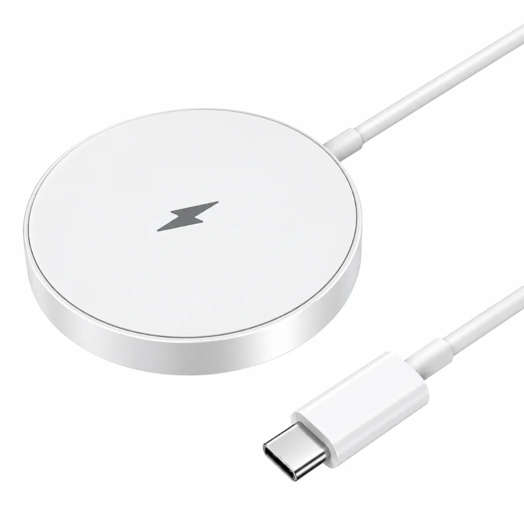Cargador inalámbrico blanco minimalista.webp