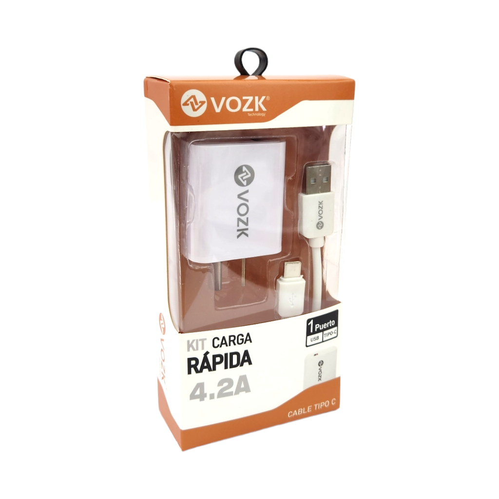 [F-CAR4003TC] CARGADORES VOZK 4.2A USB-TIPO C  1 PUERTO (Unidad)
