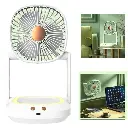VENTILADOR DE MESA PEQUEÑO PLEGABLE CON LUZ LED BLANCA RECARGABLE F9
