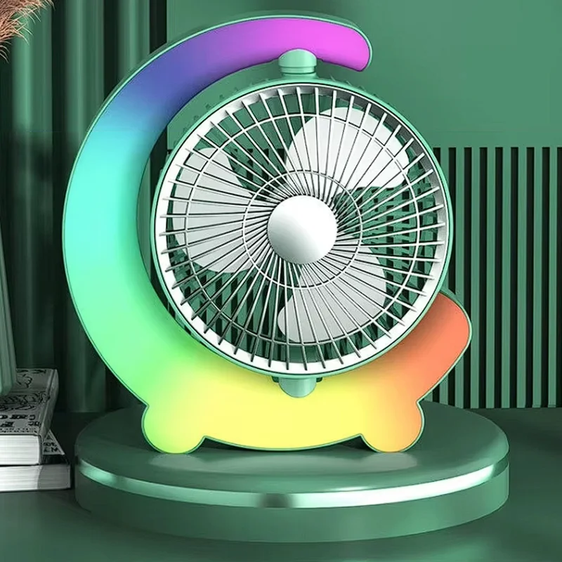 VENTILADOR DE MESA PEQUEÑO PLEGABLE CON LUZ LED RGB RECARGABLE F11