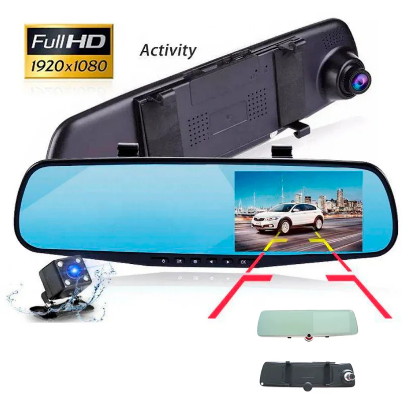 ESPEJO RETROVISOR CON CÁMARAS HD INTEGRADAS CAJA NEGRA PARA AUTOMOVIL