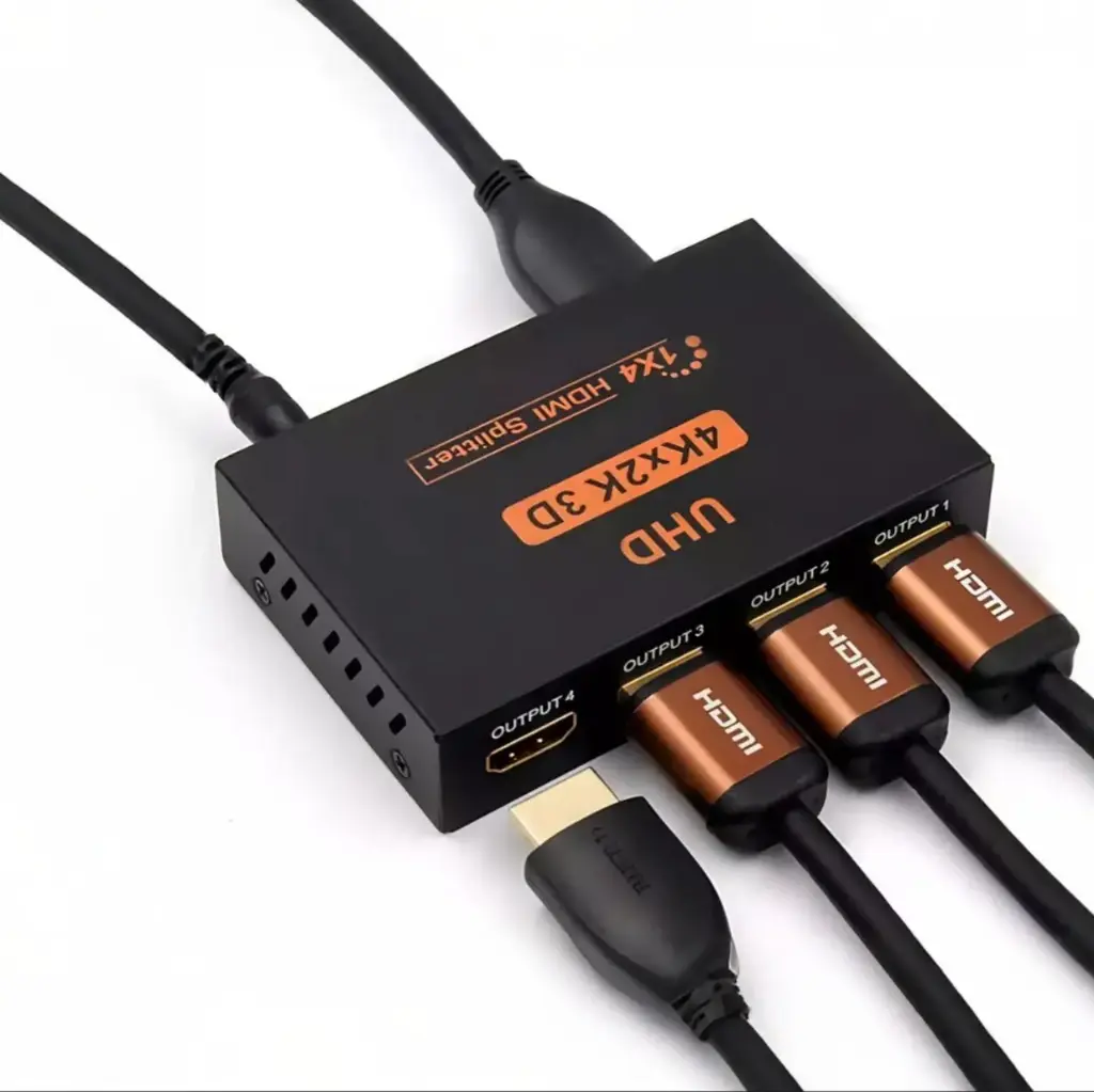 ADAPTADOR SPLITTER HDTV 1x4 4k UHD 2k FULL HD 3D PARA 4 PANTALLAS