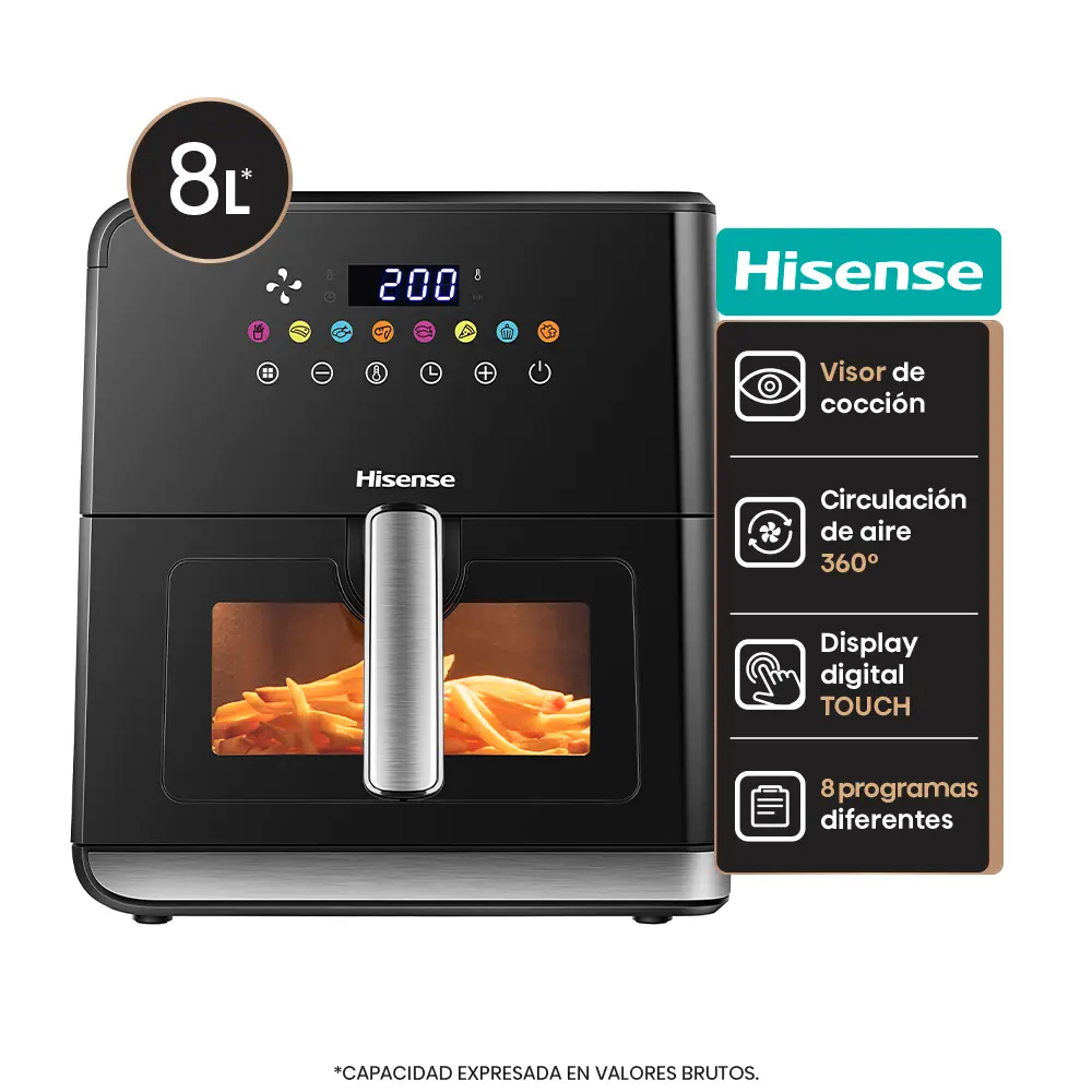 Freidora de Aire 8L Digital Negra HISENSE 