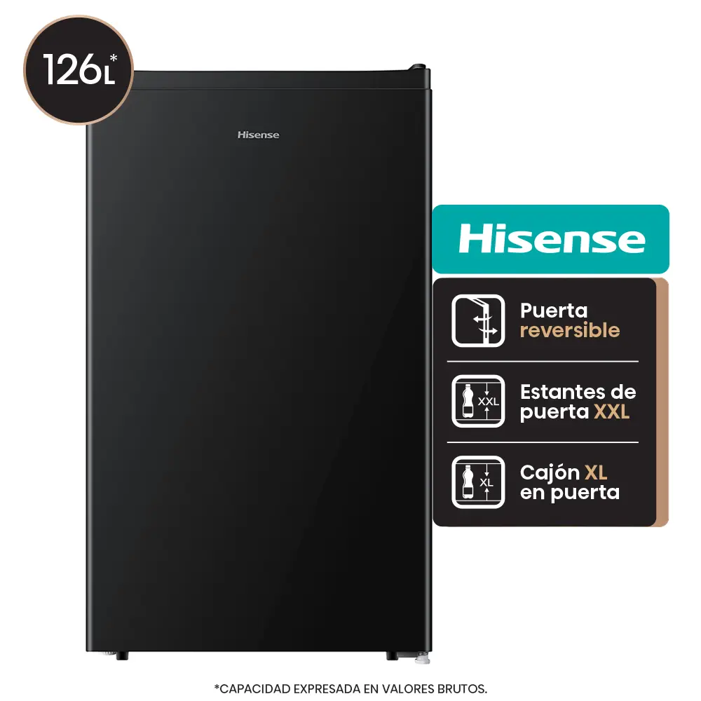 Heladera Bajo Mesada 126 Litros Negra HISENSE 