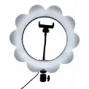 ARO DE LUZ CON FORMA DE FLOR 26CM 10 PULGADAS CON SOPORTE PARA CELULAR 3 LUCES BLANCO