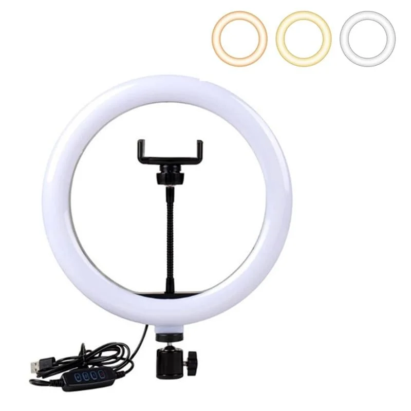 ARO DE LUZ 12 PULGADAS CON SOPORTE PARA CELULAR