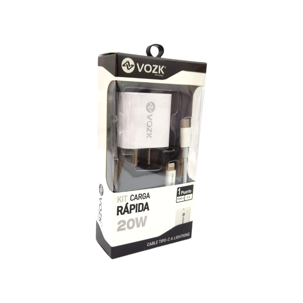 [CAR4007CL] Cargadores vozk 20w tipo-c a lightning 1 puerto •BULTO X250