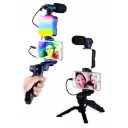 ESTABILIZADOR RGB PARA CELULAR CON LUZ Y MICRÓFONO KIT STREAMING AY-49 RGB