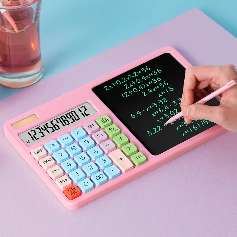 CALCULADORA  SOLAR 10 DÍGITOS CON PIZARRA LCD LAPIZ 2208