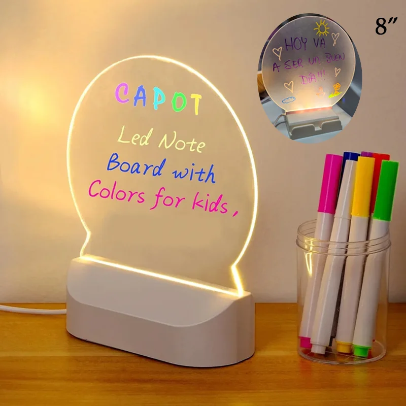 PIZARRA MAGICA LUMINOSA  10 PULGADAS LUZ LED  USB ACRILICO CON FIBRON BLANCO