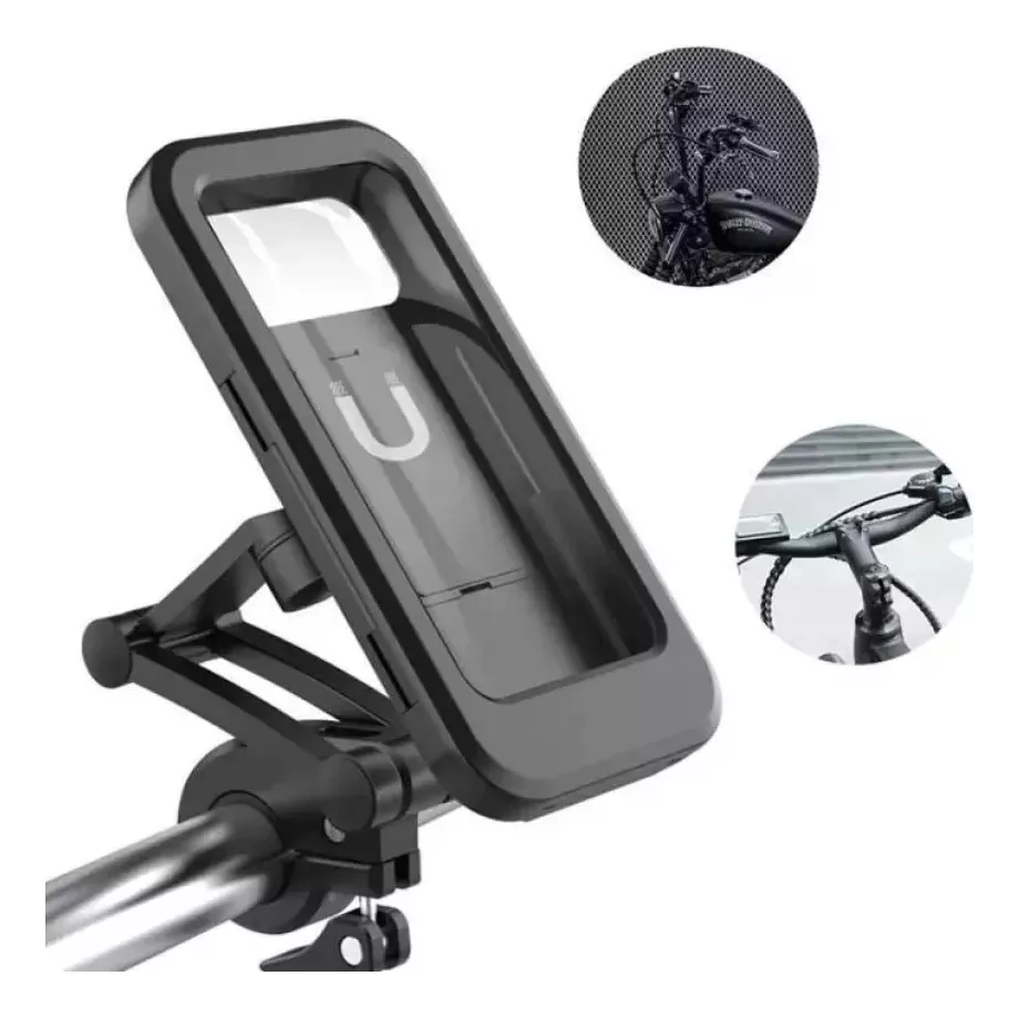 Soporte con funda para celular anti Caida Moto Bicicleta 