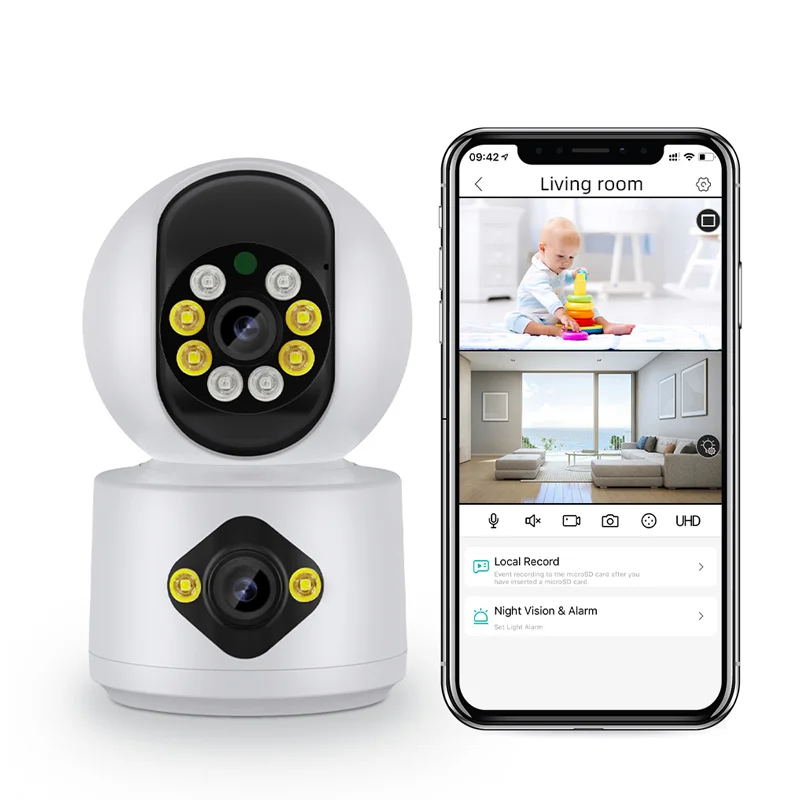 CÁMARA IP WIFI 4MP LENTE DUAL PANTALLA DUAL APP ICSEE 