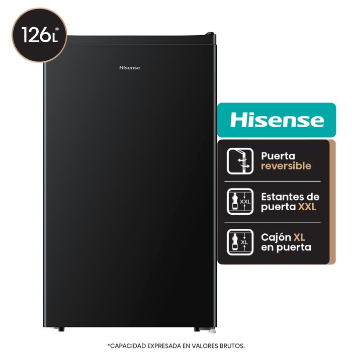 [94HRBF125B] HELADERA BAJO MESADA HISENSE NEGRA 126 LITROS