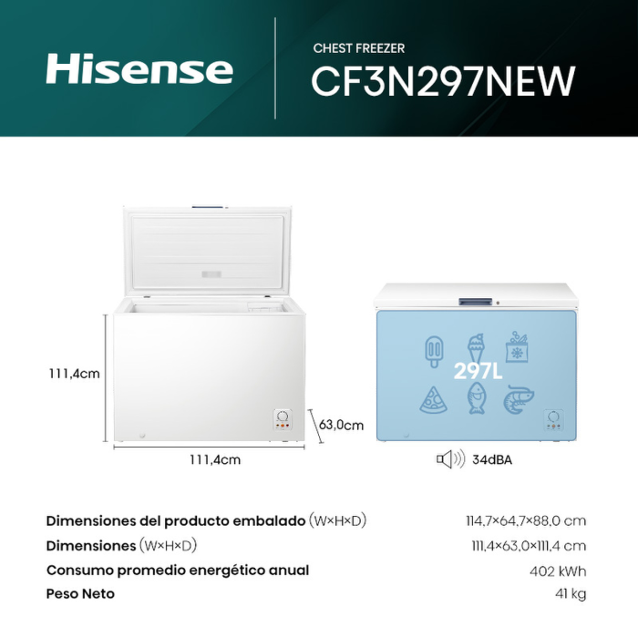[94CF3N297NEW] FREEZER HORIZONTAL HISENSE 297L
