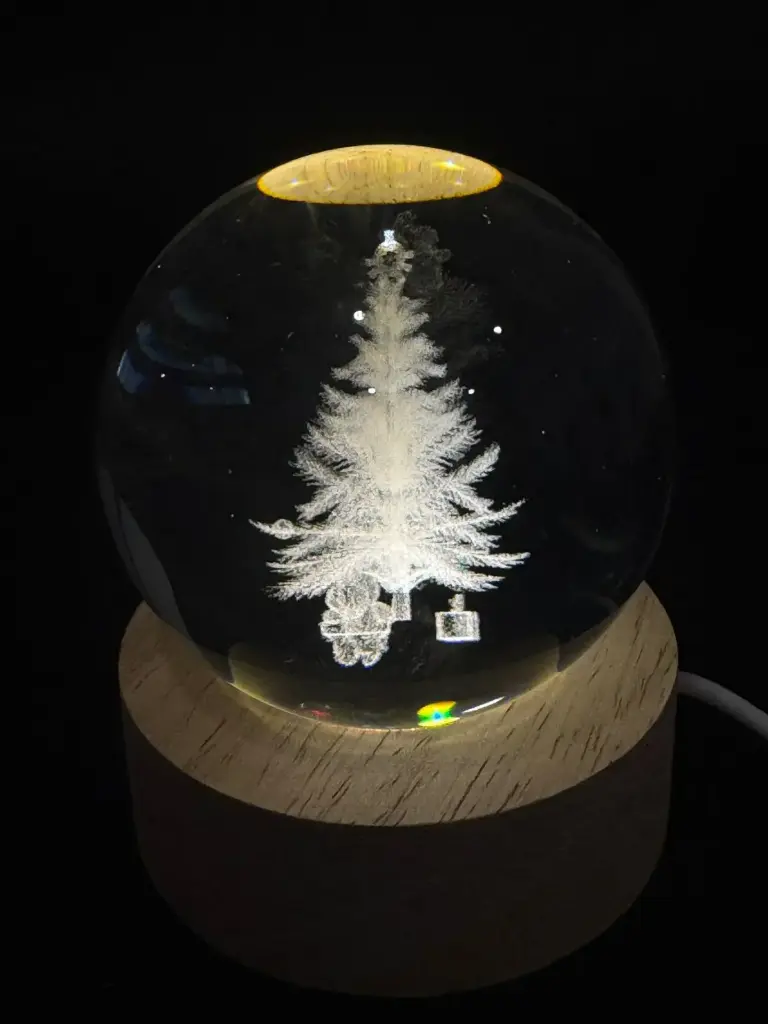 LÁMPARA ESFERA DE CRISTAL NAVIDEÑA LED 6CM
