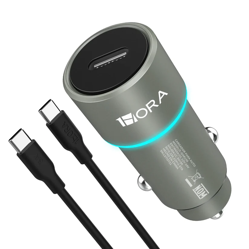 [F-GAR156G] Cargador de Auto PD 20W con Puerto USB-C  1HORA