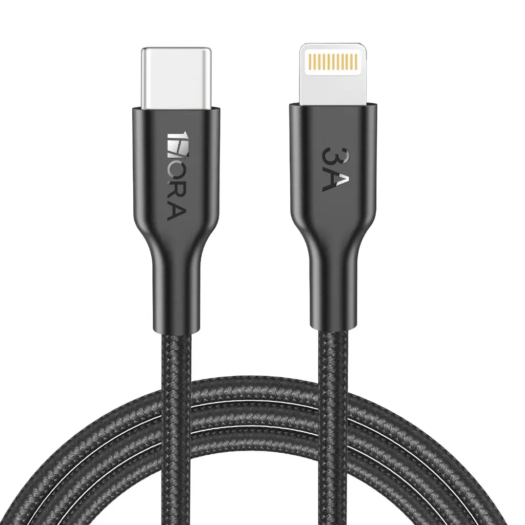 [F-CAB273B] Cable trenzado de poliéster de 1 m USB tipo C a Lightning 1HORA