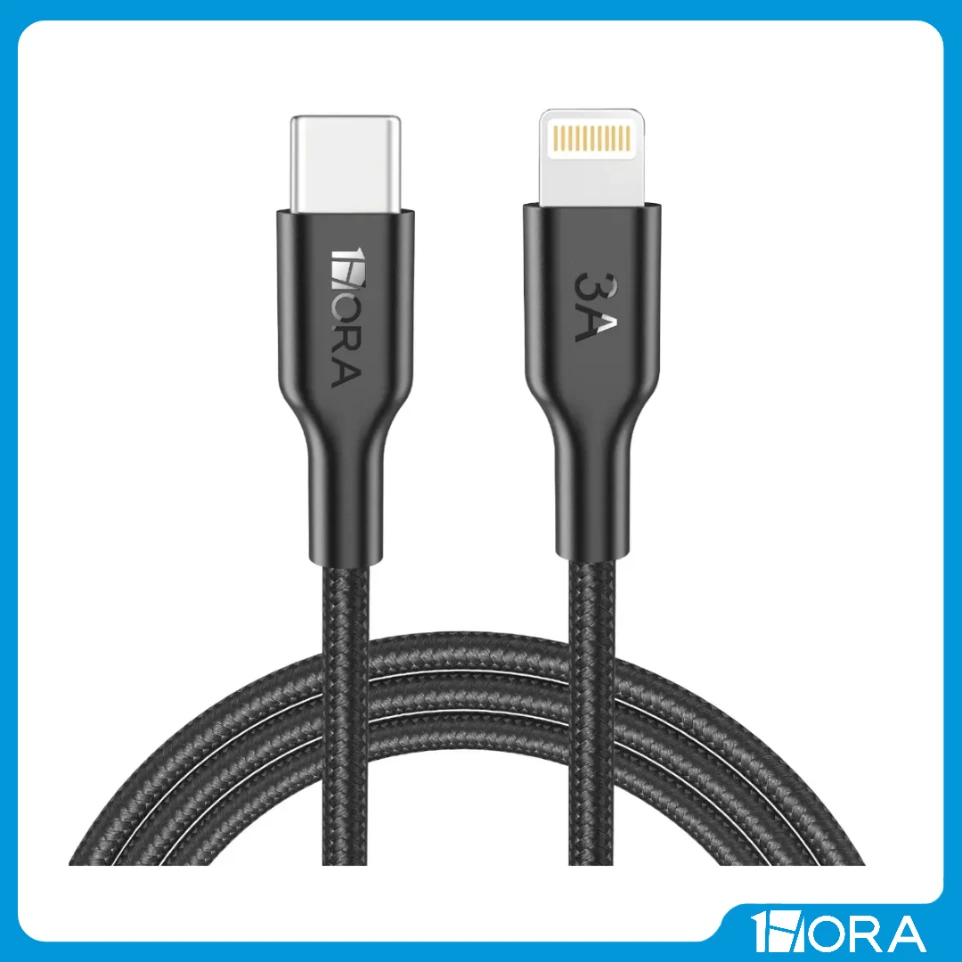 [F-CAB273B] Cable trenzado de poliéster de 1 m USB tipo C a Lightning 1HORA
