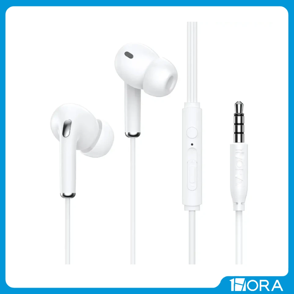 [F-AUT123-BL] Auriculares intrauditivos con cable con micrófono  1HORA (blanco)