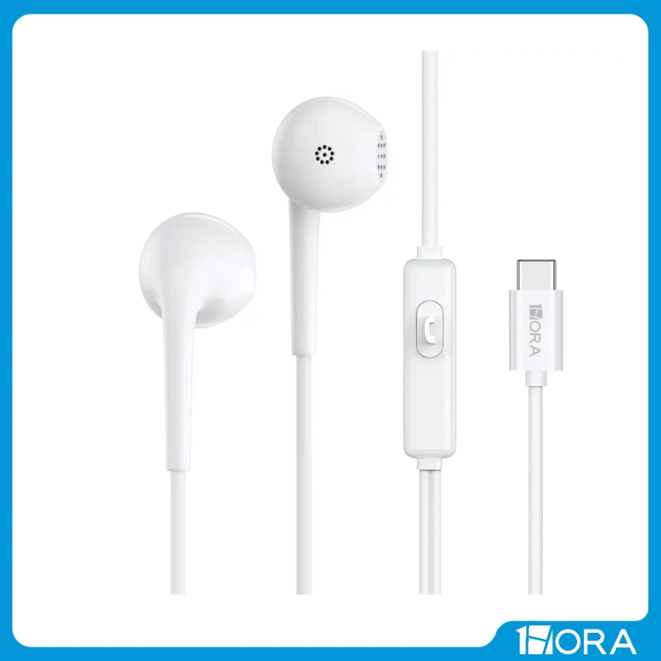 [F-AUT124-BL] Auriculares con cable USB-C con micrófono  1HORA (blanco)