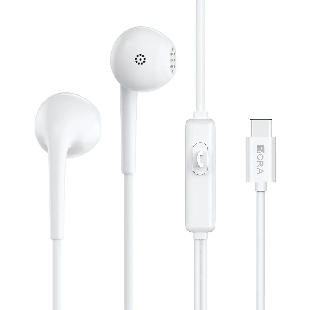 [F-AUT124-BL] Auriculares con cable USB-C con micrófono  1HORA (blanco)
