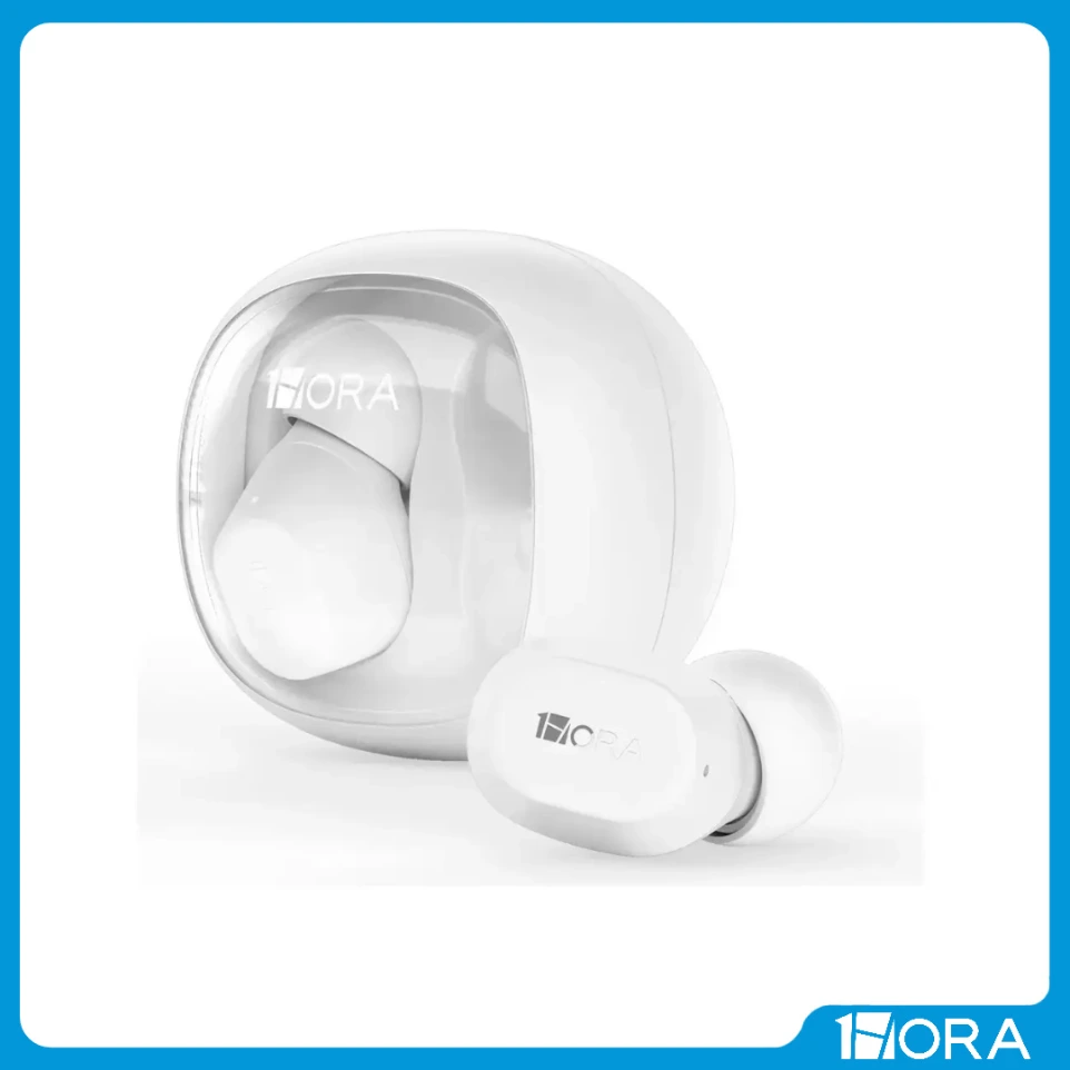 [F-AUT208-BL] Auriculares transparentes bluetooth 1HORA (blanco)