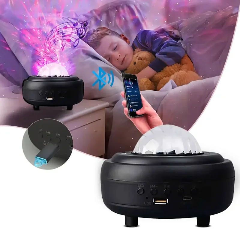 [T-IK-XY-899] PROYECTOR AURORAS DE LUCES LÁMPARA VELADOR CON PARLANTE Y BLUETOOTH