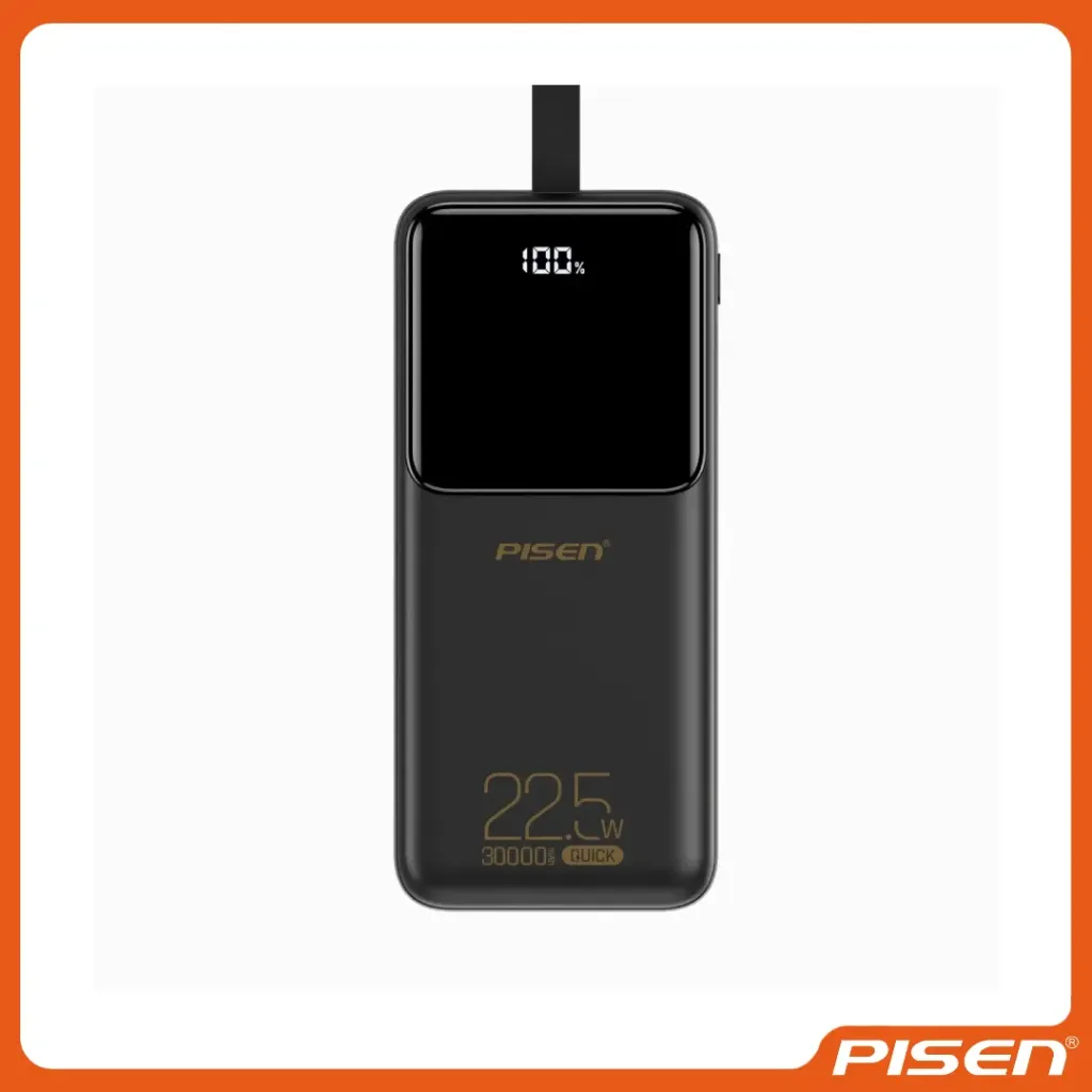 [F-PS-TPD040N] Semi Mirror Power Bank 22.5W 30000mAh (Negro) • PISEN