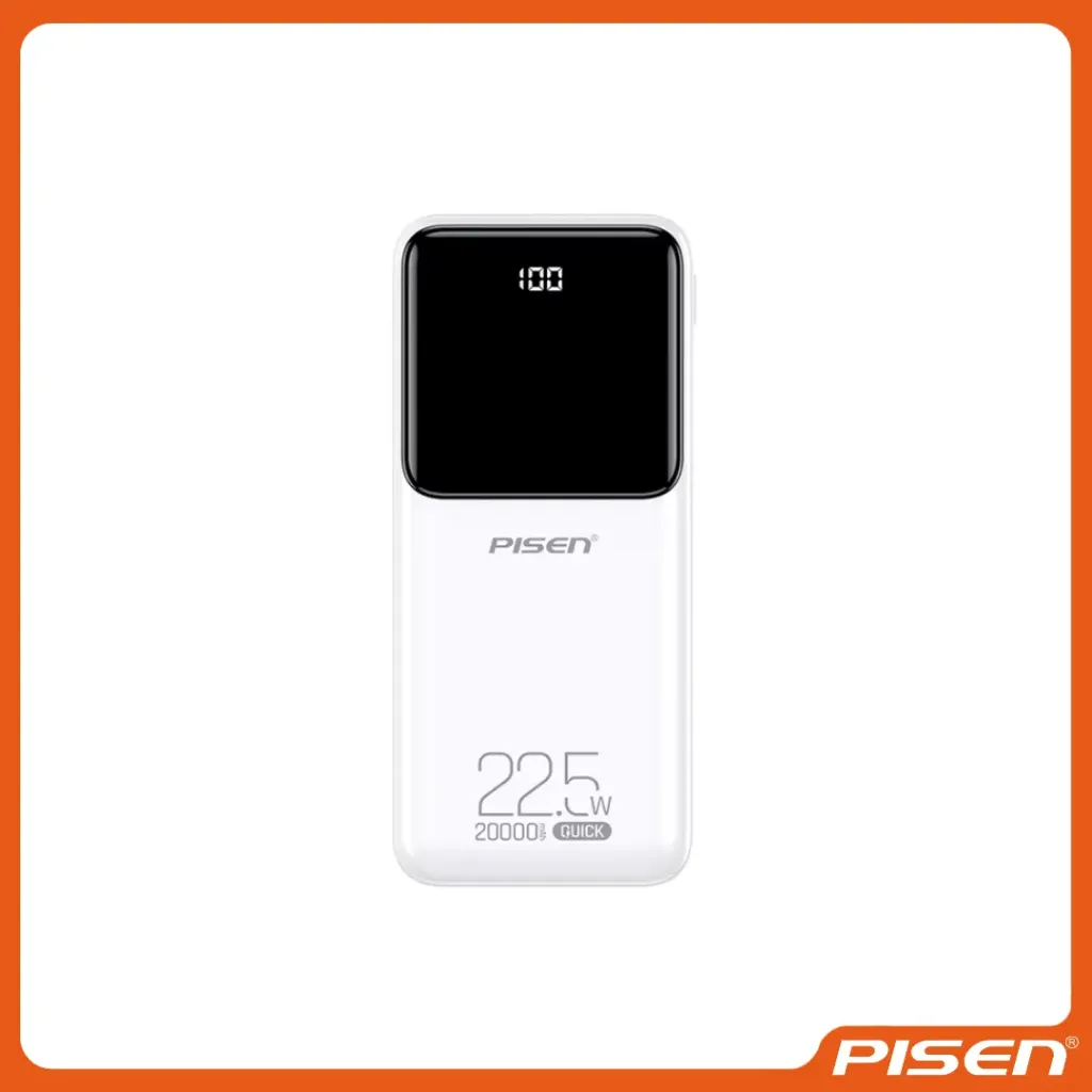 [F-PS-TPD039] Semi Mirror Power Bank 22.5W 20000mAh (Blanco) • PISEN