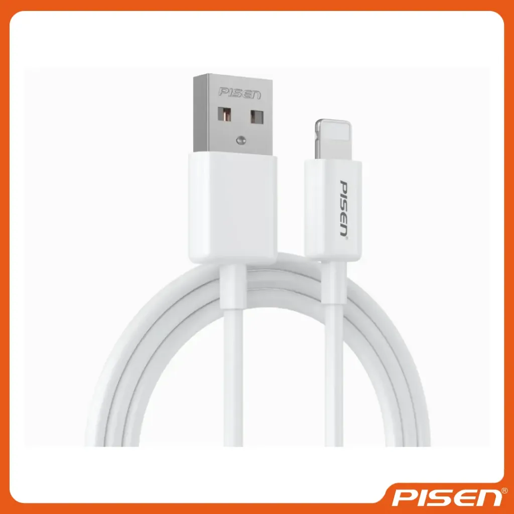 Cable de carga y datos Lightning de carga rápida 2m (AL05-2000/Blanco Nube Inicial) Bolsa plástica • PISEN