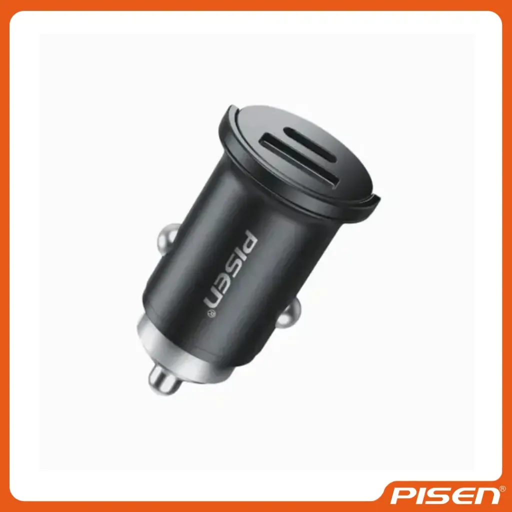 [F-PS-TPC73] Cargador de coche mini de doble puerto 30W A+C (TP-C73/Negro Mágico) • PISEN