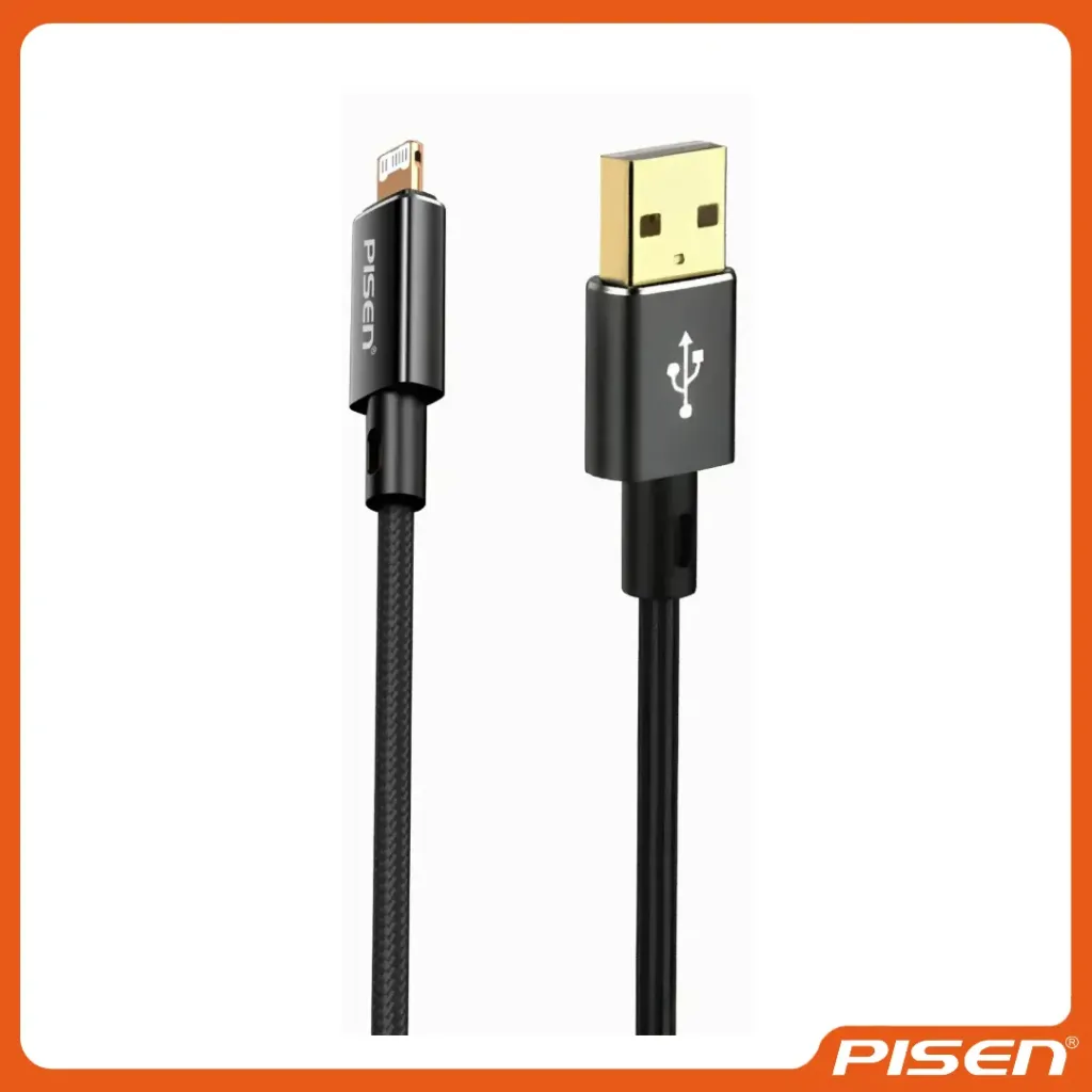 [F-PS-AL381000NTL] Cable USB-A a Lightning Platinum (Negro Mágico) • PISEN