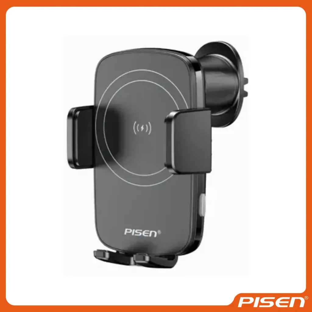 [F-PS-TPC69B] Soporte de Coche con Pinza Automática y Carga Inalámbrica 15W • PISEN