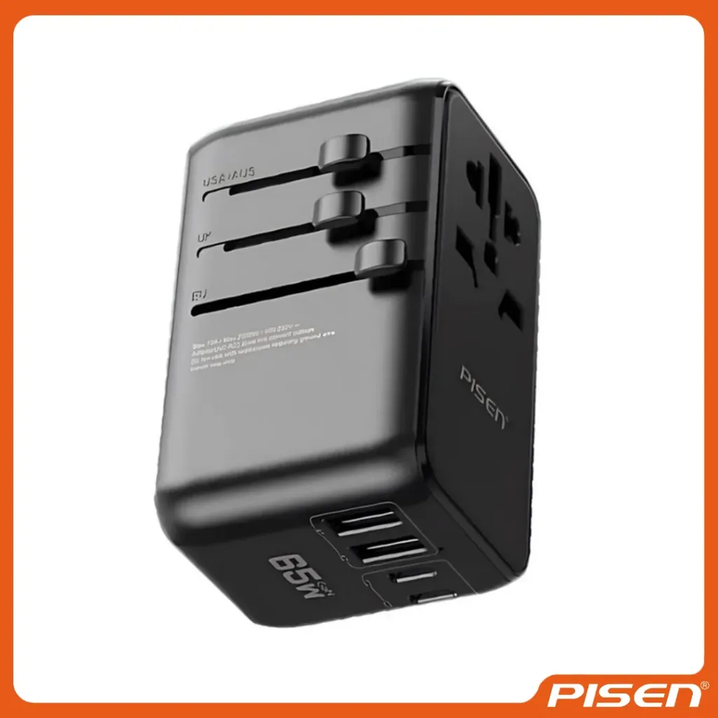 -Cargador Rápido GaN para Viajes Globales 65W 5 Puertos • PISEN