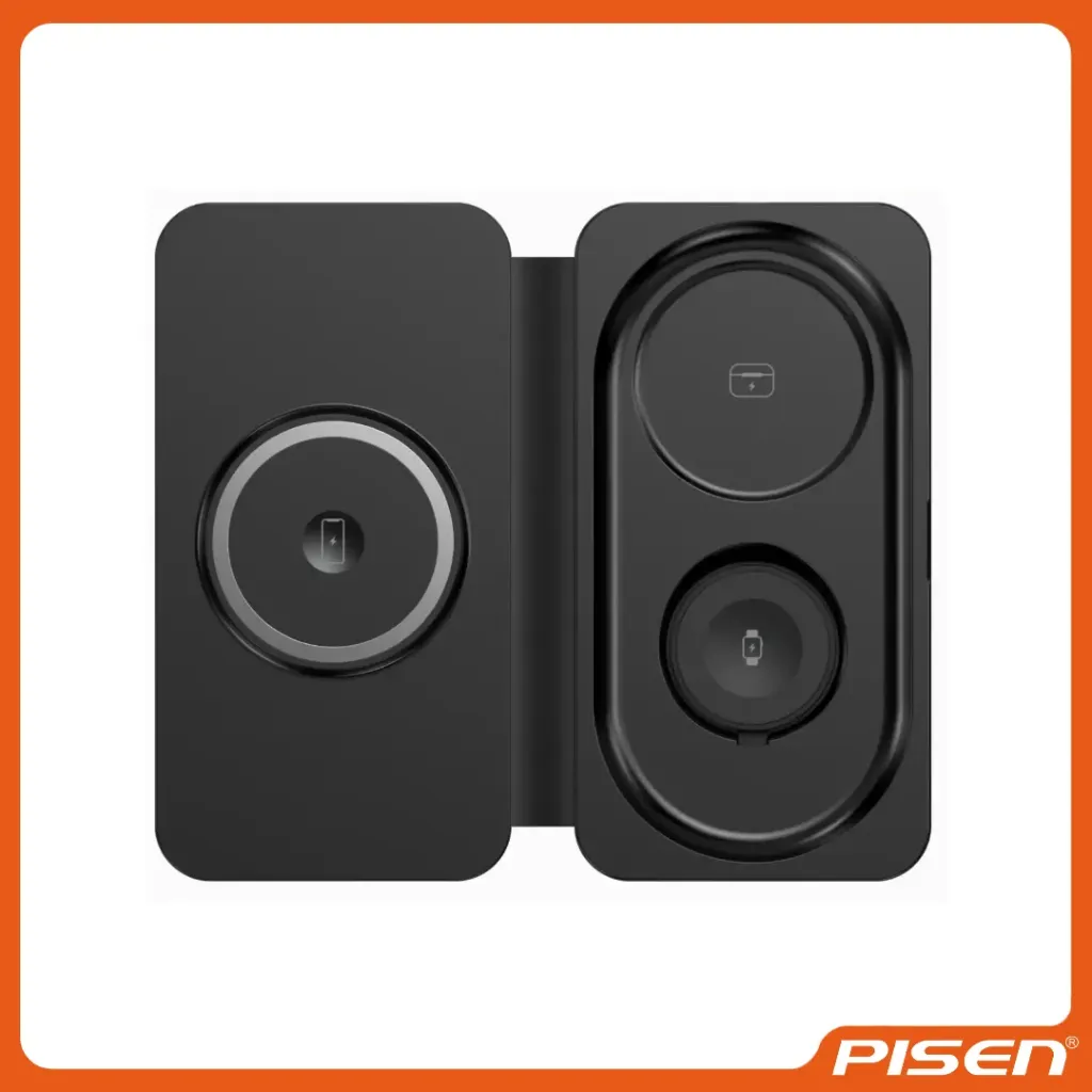 [F-PS-F6N] Cargador Inalámbrico Magnético Multifuncional 3 en 1 para Viajes • PISEN