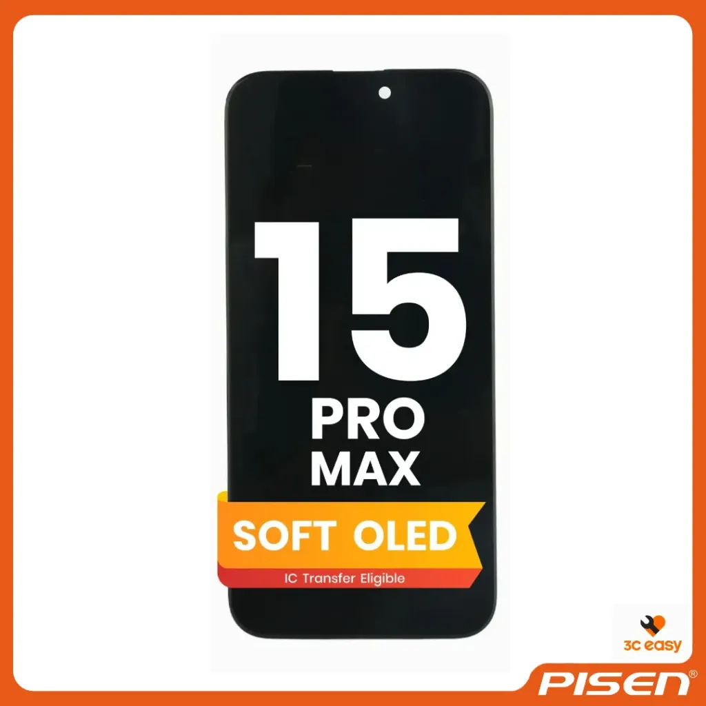 3C EASY - Pantalla de Repuesto Nueva para Móvil I15 Pro Max (OLED Flexible/Negro) para Iphone • PISEN
