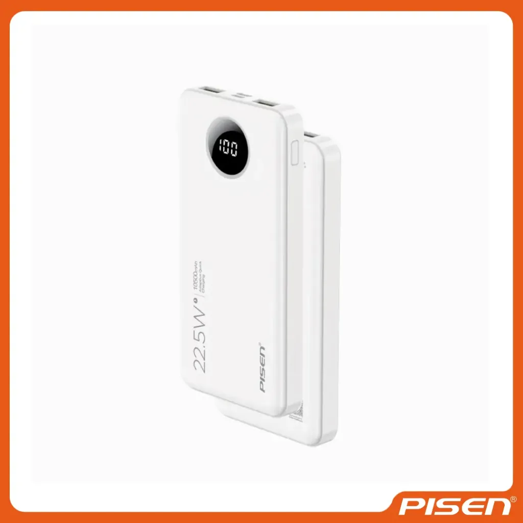 -Power Cube Power Bank con Pantalla Digital 22.5W 10500mAh (Blanco) • PISEN