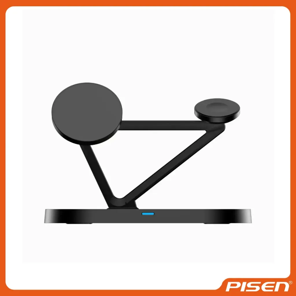 [F-PS-TPC24N] Soporte de carga inalámbrica 3 en 1 con luz nocturna (TP-C24) • PISEN (Black)