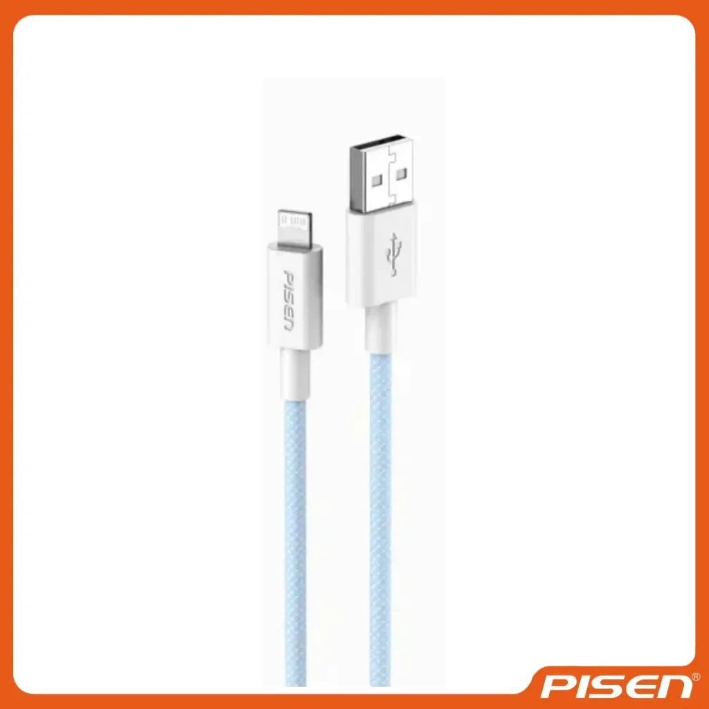 [F-PS-AL341000A] Cable de datos tejido colorido A a L 12W 1m AL34-1000 • PISEN (Blue)
