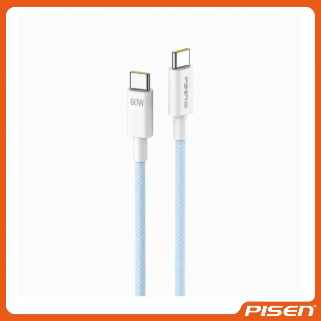 [F-PS-CC112000A] PRO Cable de datos tejido colorido C a C 60W 2m CC11-2000 • PISEN (Blue)