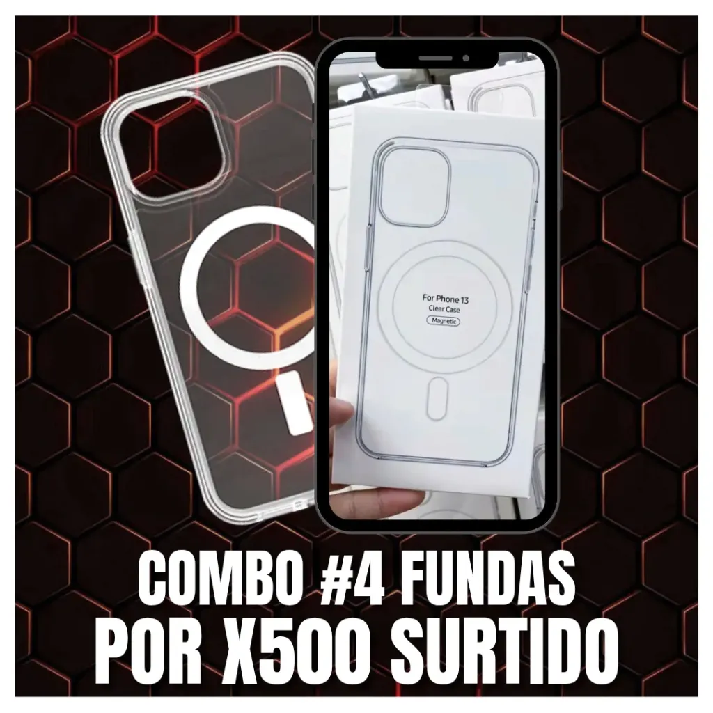 •Combo #4 X500 Fundas Transparentes Magsafe – Modelos Surtidos