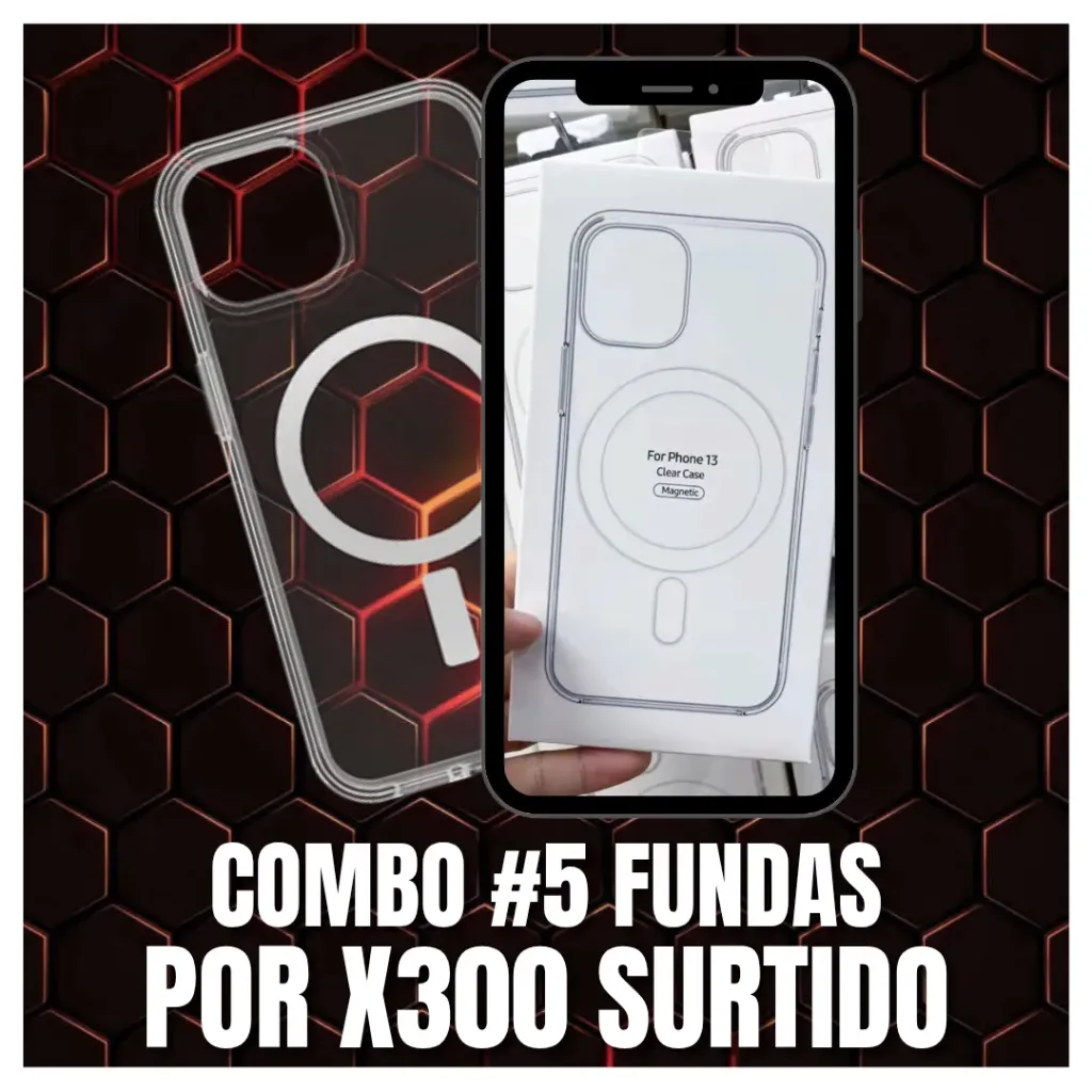 •Combo #5 X300 Fundas Transparentes Magsafe – Modelos Surtidos