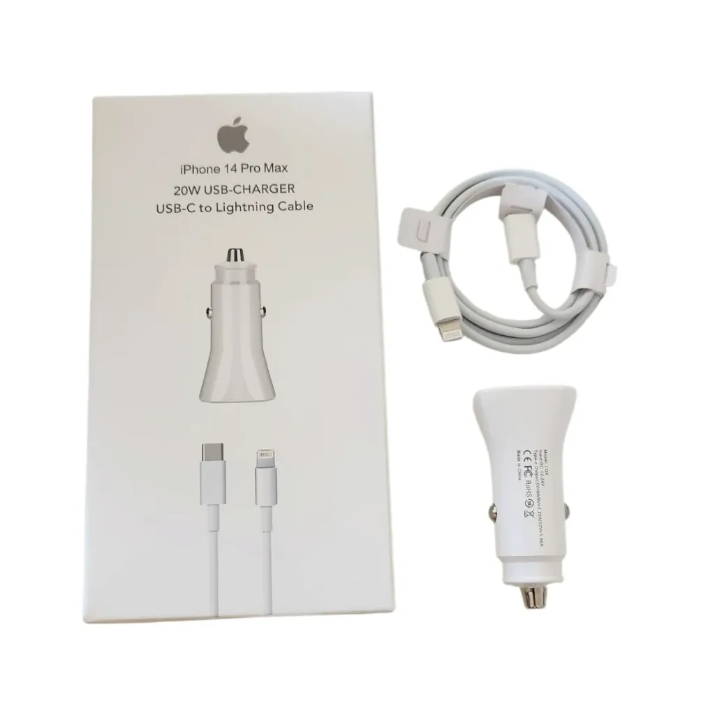 Cargador  De Auto Completo Tipo C A Lightning 14 Pro Max 20W •PACK X20