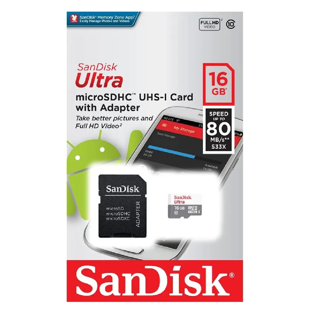 MEMORIA SANDISK 16 GB •PACK X20